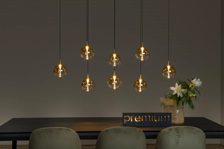 Lucide Premium GISELA - Pendant light - LED Dim. - 8x3,9W 2700K - Amber - atmosphere 1